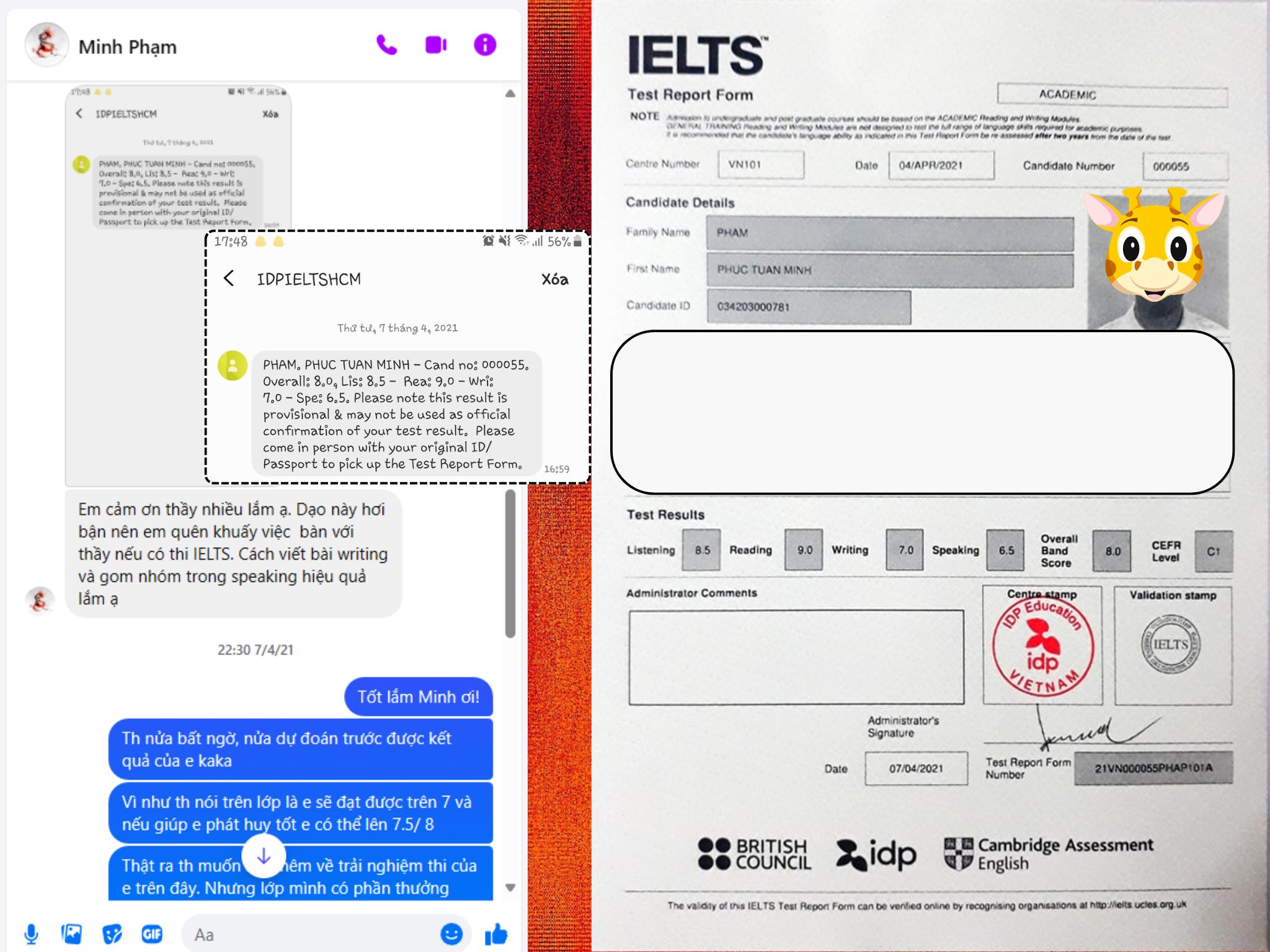 Minh-học viên nhỏ tuổi nhưng bản lĩnh, đạt IELTS 8.0